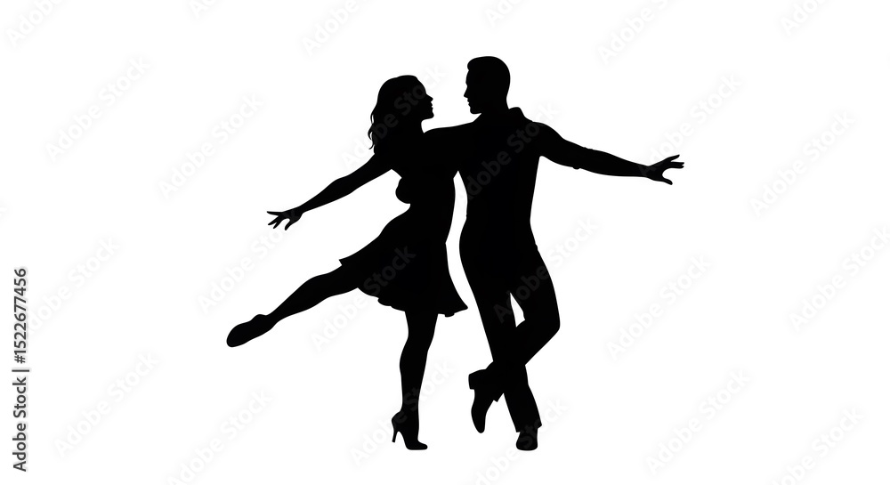 Fototapeta premium Elegant Dancing Couple Silhouette