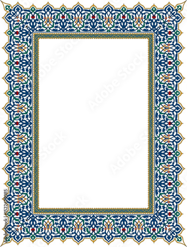 Intricate Arabesque Frame: A mesmerizing arabesque frame, with complex interwoven patterns and vibrant colors, embodying the timeless beauty and artistry of the Middle East.
