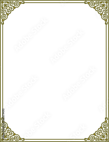 Elegant Olive Green Frame: A sophisticated olive green frame with ornate detailing, perfect for adding a touch of vintage elegance to your designs.  