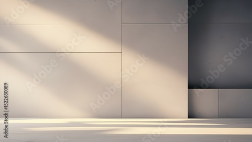 Background with smooth concrete texture, geometric composition, and muted lighting in a minimalist style.