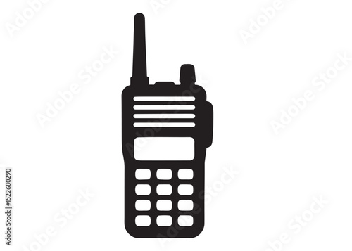 walkie talkie vector logo silhouette, military radio logo icon silhouette, walkie talkie vector logo black silhouettes illustration, walkie talkie vector silhouette logo design on white background