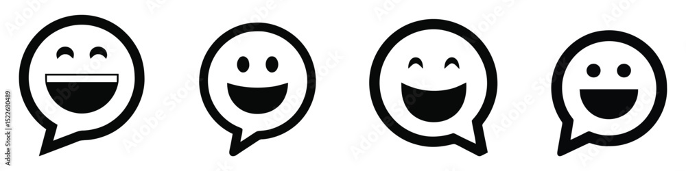 Vector illustration Set Versatile Smiley Face Chat Bubbles: Icons for Positive Feedback, Communication, and User Experience Design Vector illustration Set Versatile Smiley Face Chat Bubbles: Icons for Positive Feedback, Communication, and User Experience Design