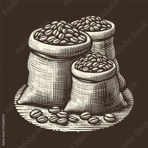 Coffee beans in a cloth bag