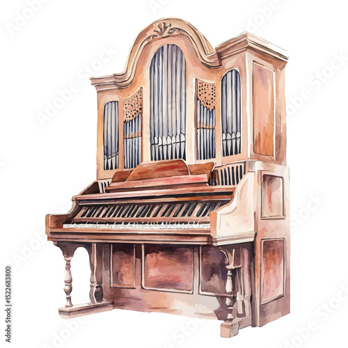 watercolor of Organ, vector high quality, isolated on a white background.