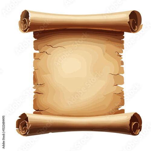 Vintage parchment scroll with rolled edges and weathered texture  