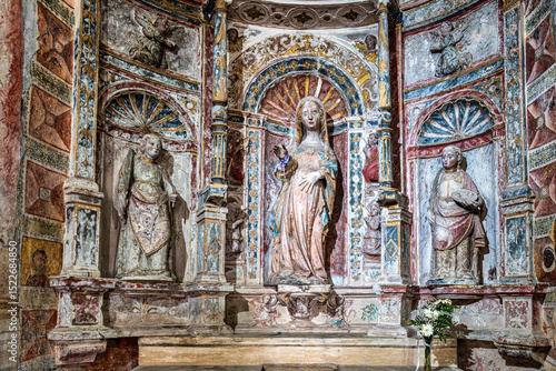 Interior of Church of Santa Maria da Alcacova in Castle of Montemor-o-Velho town, Coimbra District of Portugal