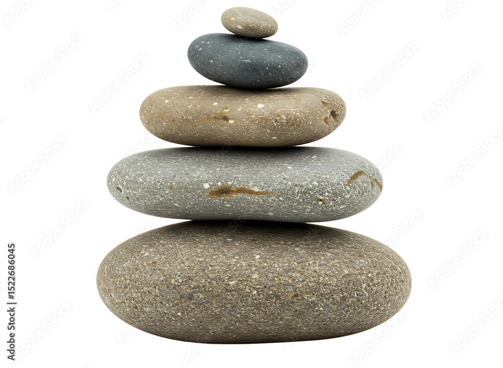 Stack of grey river stones isolated on transparent background Stack of grey river stones isolated on transparent background