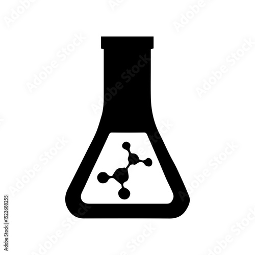 Lab flask icon set. Natural pharmacology symbol