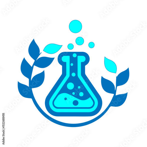 Lab flask icon set. Natural pharmacology symbol