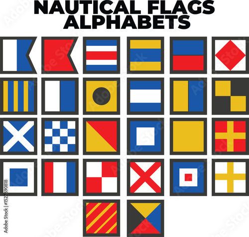 Complete Nautical Flag Alphabet Set – Maritime Signal Flags with Phonetic Codes and Meanings for A to Z