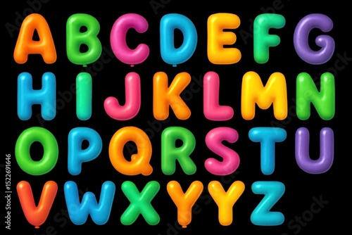 Colorful balloon alphabets A to Z isolated on transparent background.