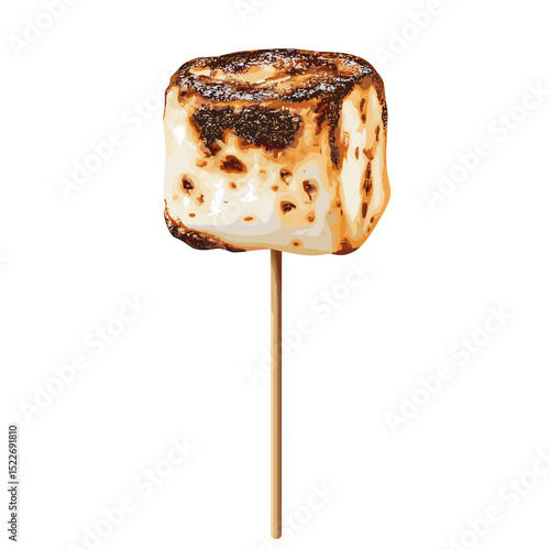 A charred marshmallow on a stick vector isolated on a white background