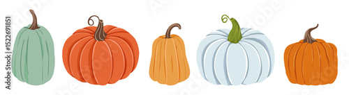 Vector collection of cute hand drawn pumpkins
