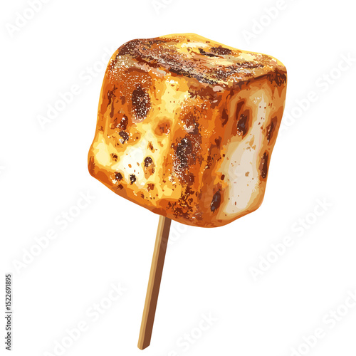 A charred marshmallow on a stick vector isolated on a white background