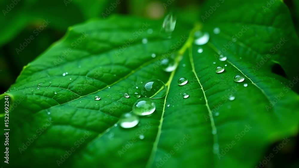 Lush Green Leaf with Dew Drops Nature Photography Background Image showcasing vibrant foliage and glistening water droplets Lush Green Leaf with Dew Drops Nature Photography Background Image showcasing vibrant foliage and glistening water droplets