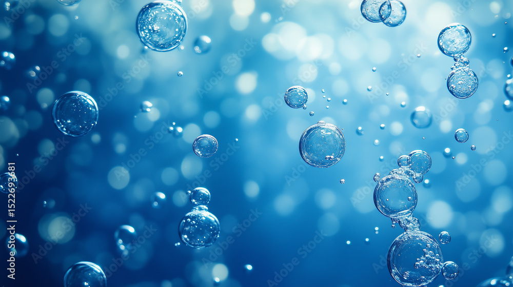 A blue sky with many bubbles in it. The bubbles are scattered throughout the sky and are of various sizes. Concept of freedom and playfulness A blue sky with many bubbles in it. The bubbles are scattered throughout the sky and are of various sizes. Concept of freedom and playfulness