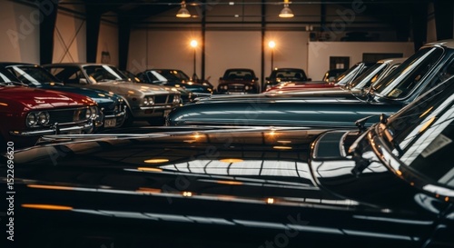 Wallpaper Mural Row of Vintage Cars in Indoor Showroom Torontodigital.ca