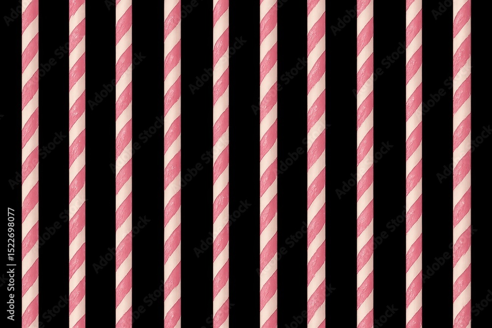 Fototapeta premium Pink and white striped paper straws isolated on transparent background.