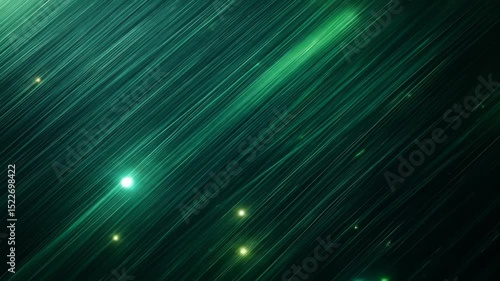 Abstract Green Light Trails in Motion