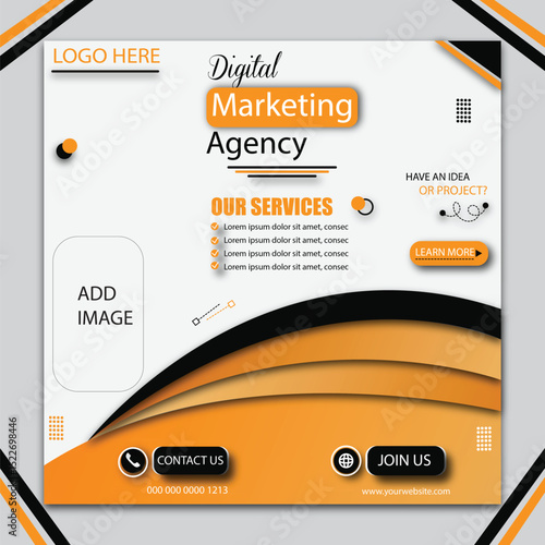 digital marketing agency grow you business with us social media post vector design template