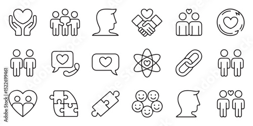 Vector illustration of love connection unity friendship relationships icons and symbols