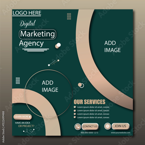 digital marketing agency grow you business with us social media post vector design template