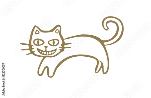 Hand drawn illustration of a cheeky cat 1 color