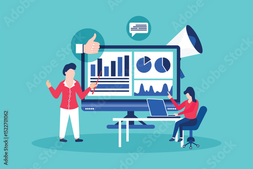Business Financial advisor working and Business investment planning on monitor report graph. data analytics team concept