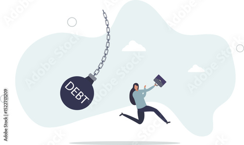 Debt problem, obligation or financial loan crisis, liability or credit failure, no money to pay for debt, mortgage default concept. character life .