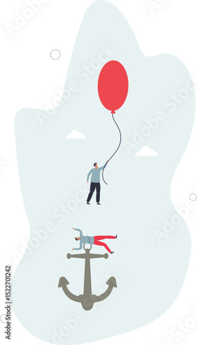 Business ranking up or down, situation for success and failure, growth or losing comparison, risk or challenge concept. character life .