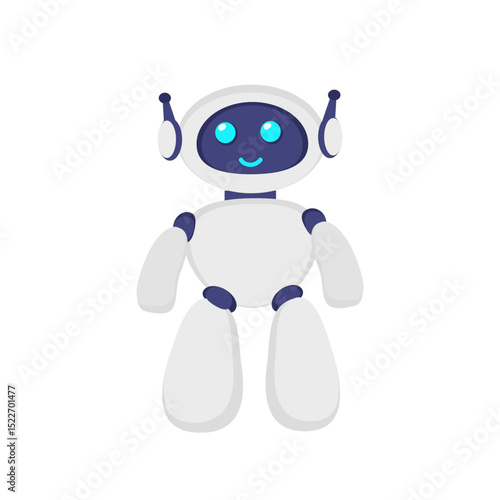 cute humanoid AI robot for kids and education, cartoon flat vector