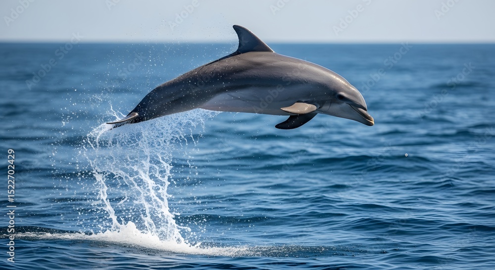 Fototapeta premium Majestic Dolphin Leaping from the Ocean A Breathtaking Wildlife Photo