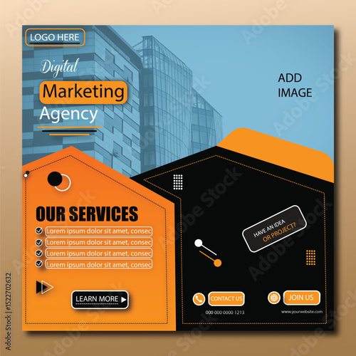digital marketing agency grow you business with us social media post vector design template