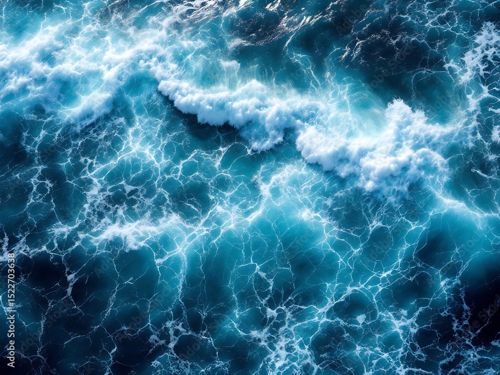 Aerial view of dynamic ocean water movement with foamy waves. Ideal for backgrounds, textures, or marine-themed designs in print and digital projects Aerial view of dynamic ocean water movement with foamy waves. Ideal for backgrounds, textures, or marine-themed designs in print and digital projects