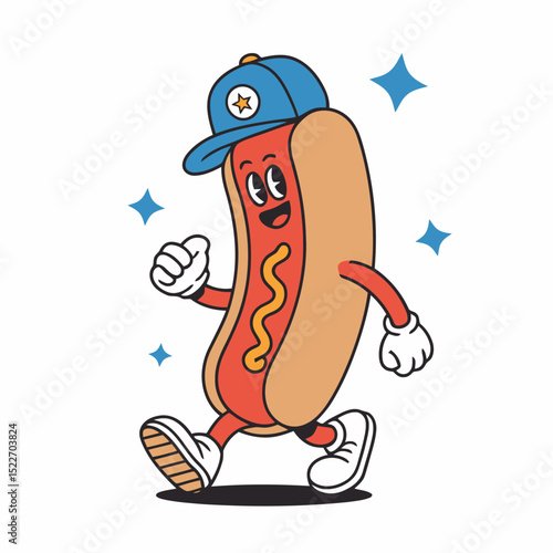 Patriotic Hot Dog Cartoon Character Illustration
