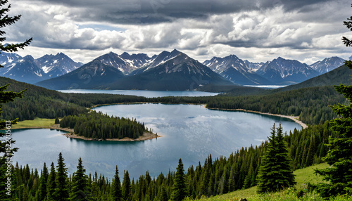 le paysage montagneux avec un lac.