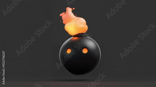 Explosive Cartoon Bomb with Flame