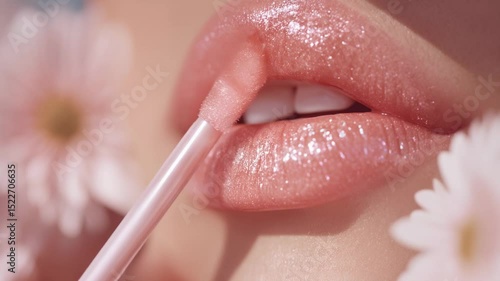 Sparkling lip gloss beauty shot