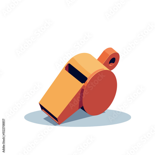 Isometric Illustration of an Orange Sports Whistle on a White Background for Sporting Events and Referee Use