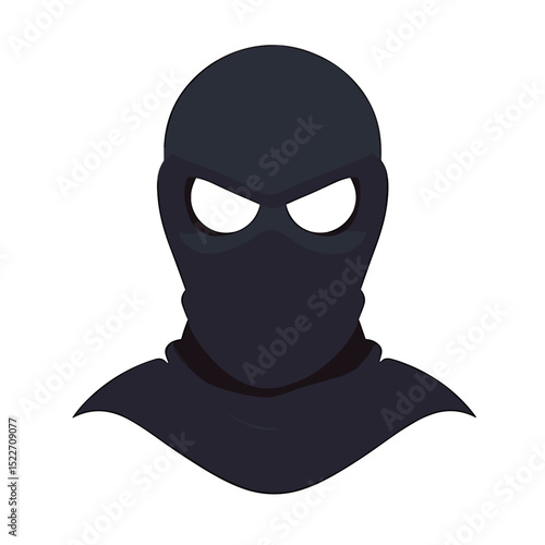 Illustration of a Person Wearing a Black Balaclava Mask, Concealing Their Identity and Appearing Threatening