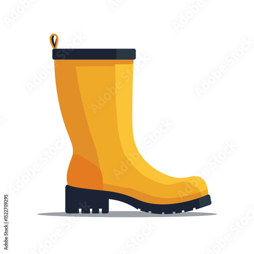 Isolated Yellow Rubber Rain Boot Illustration for Weather Protection and Outdoor Activities