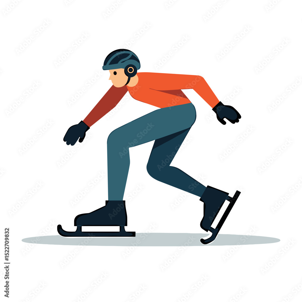 Speed Skater in Action: A Vector Illustration of an Athlete in Motion on Ice Speed Skater in Action: A Vector Illustration of an Athlete in Motion on Ice