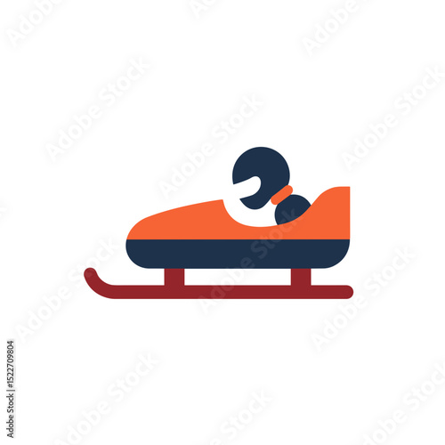 Stylized Illustration of a Person in a Bobsled, Ready for a Winter Sports Competition