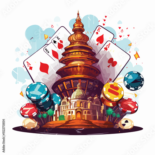 Cartoon Casino Game Illustration with Colorful Characters for Entertainment Websites and Blogs