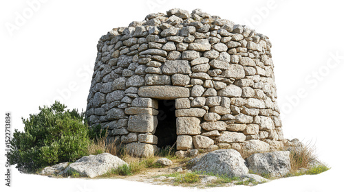 Ancient Sardinian nuraghe tower Transparent background, PNG file