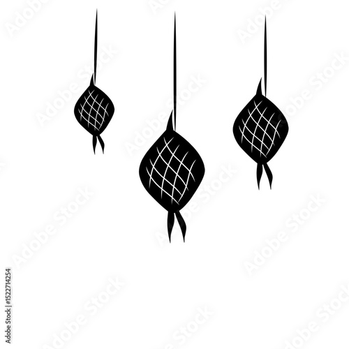 A trio of ethereal rhombus netting forms hover in an inky void creating intrigue