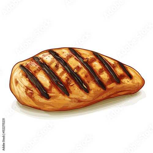 A well seasoned grilled chicken breast vector isolated on a white background