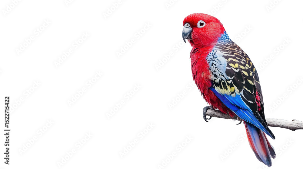 Obraz premium Beautiful crimson rosella perched Transparent background, PNG file