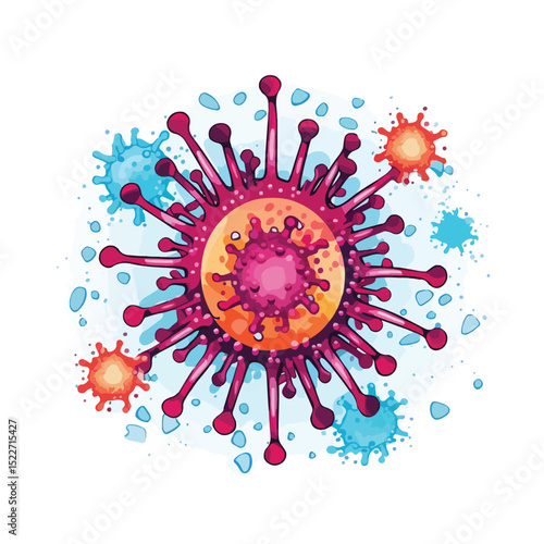 Vector Illustration of Isolated Covid-19 Particle Pandemic Icon for Design Projects