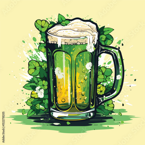 Traditional Irish Beer Cup Vector Illustration for St. Patrick's Day Celebrations